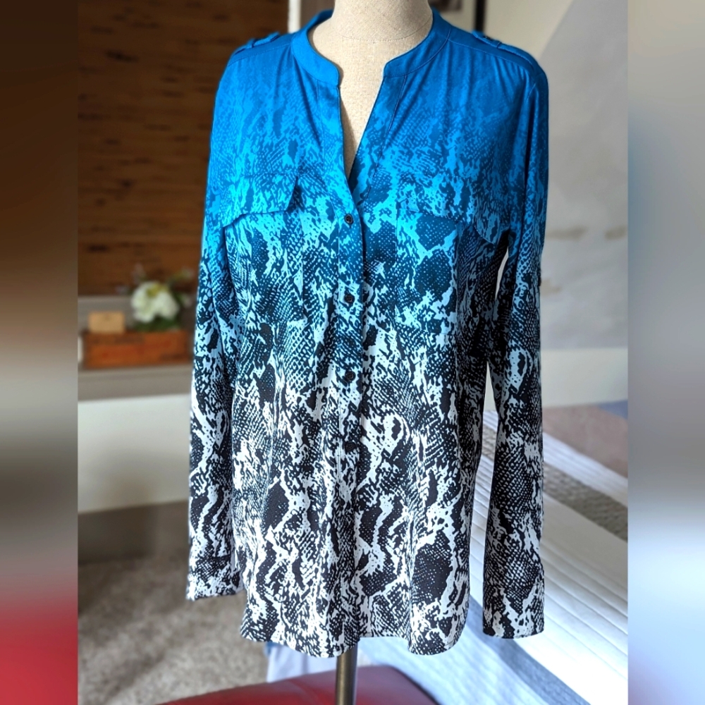 Calvin Klein Ombre Snakeskin Print Blouse